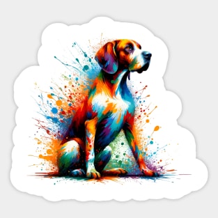 Colorful Abstract Splashed Paint Pointer Dog Artwork Sticker